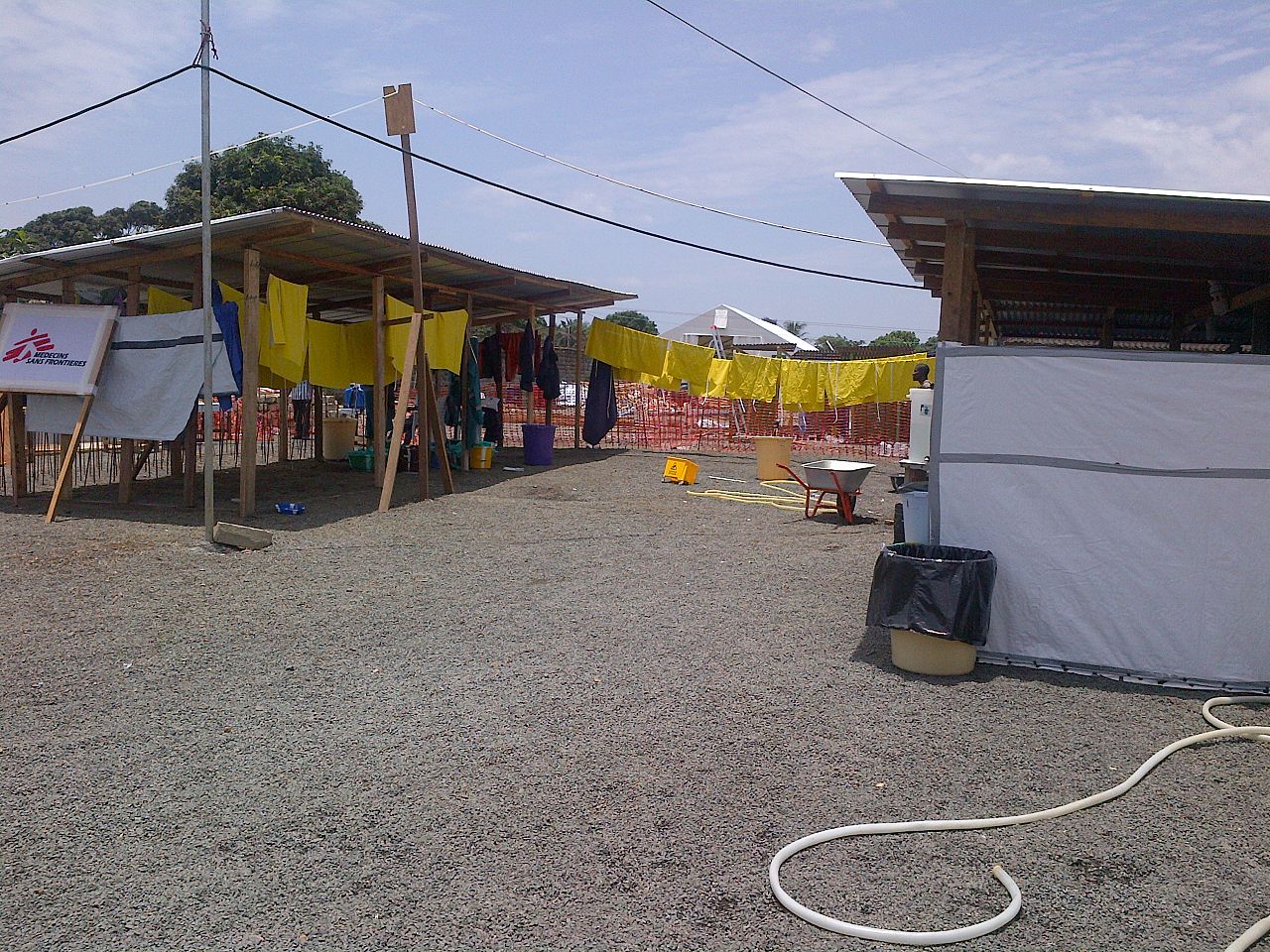 Medical workers in protective gear at a CDC Ebola treatment facility